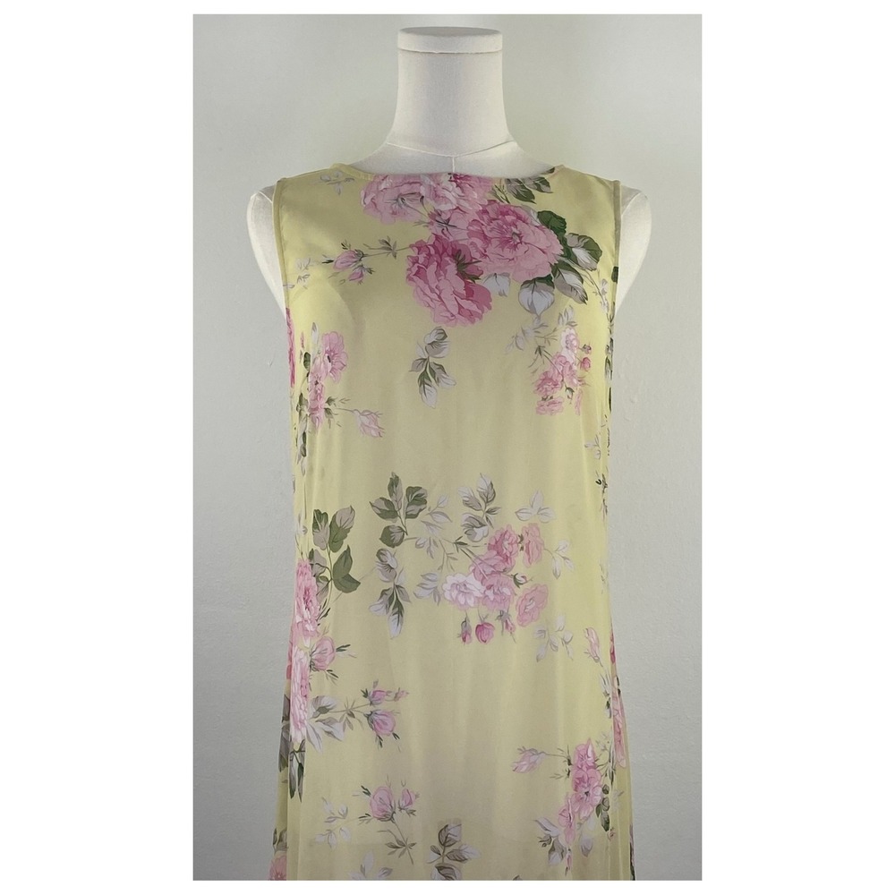 Petal & Pup Keani Maxi Dress M Yellow Pink Floral Wedding Guest Chiffon Boho - Picture 3 of 10
